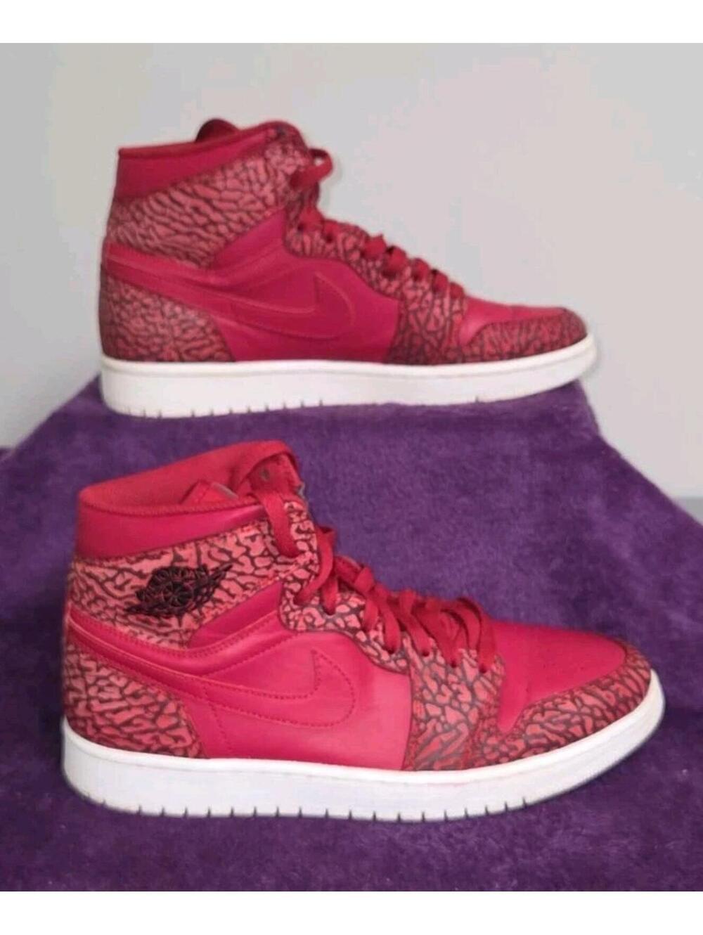 Nike Air Jordan 1 Retro High Red Elephant Print 839115-600 Men's Size 10 Shoes